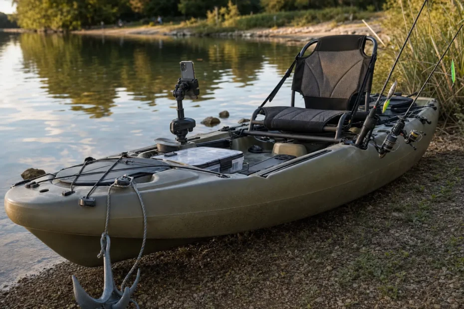 Caiaque de pesca equipado com acessorios